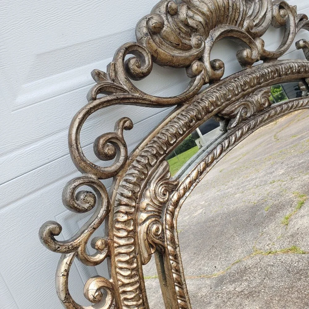 Luxury Console & Mirror Set – Beveled Glass & Gold Leaf Accents Sale: $1550